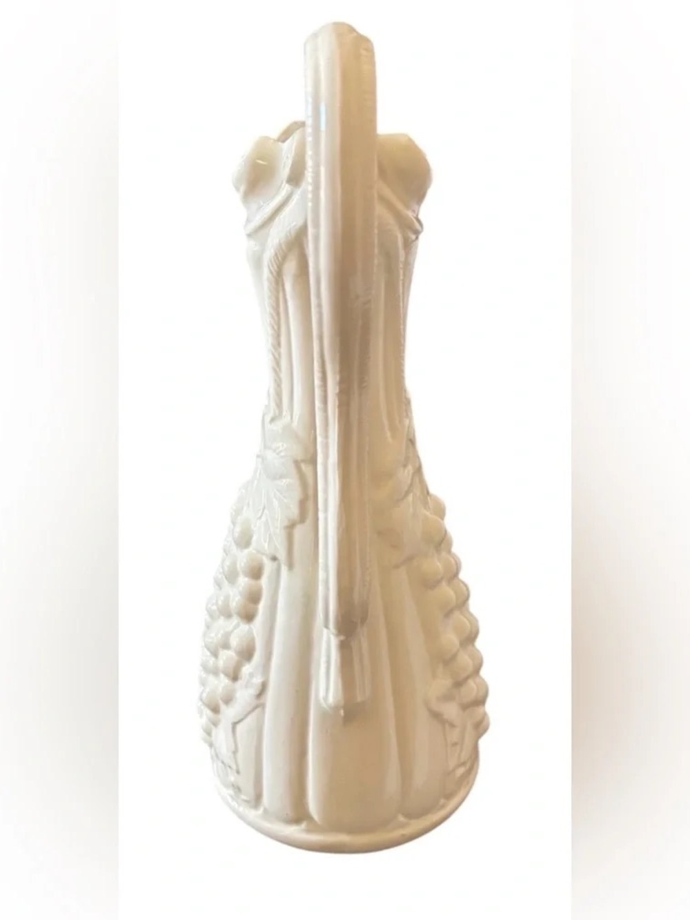 Cream Ceramic Decorative Pitcher with Grape Motif